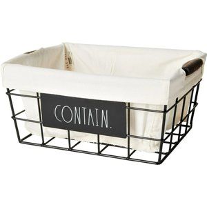 NWT Rae Dunn Contain Fabric Lined Metal Bin